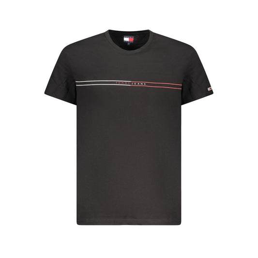 Tommy Hilfiger Black Cotton Men T-Shirt with logo, eco-friendly fashion, classic black design