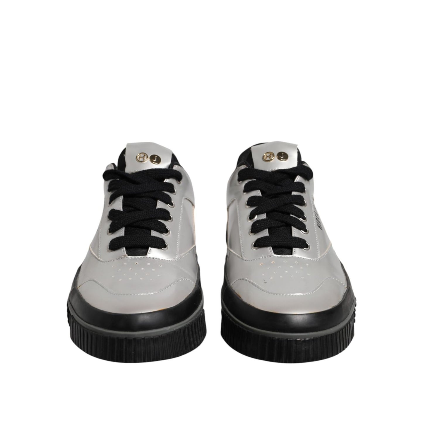 HIDE & JACK Metallic Silver Low Top Lace Up Sneakers Shoes