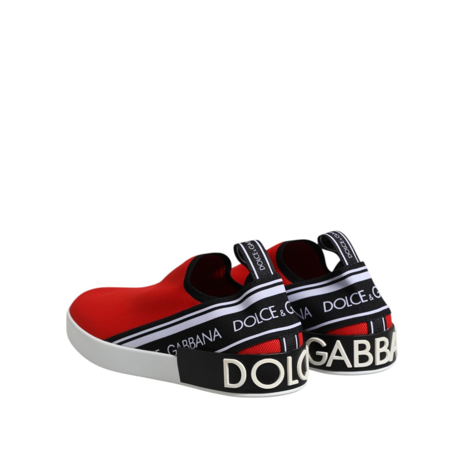 Dolce & Gabbana Red Logo Low Top Slip On Men Sneakers Shoes