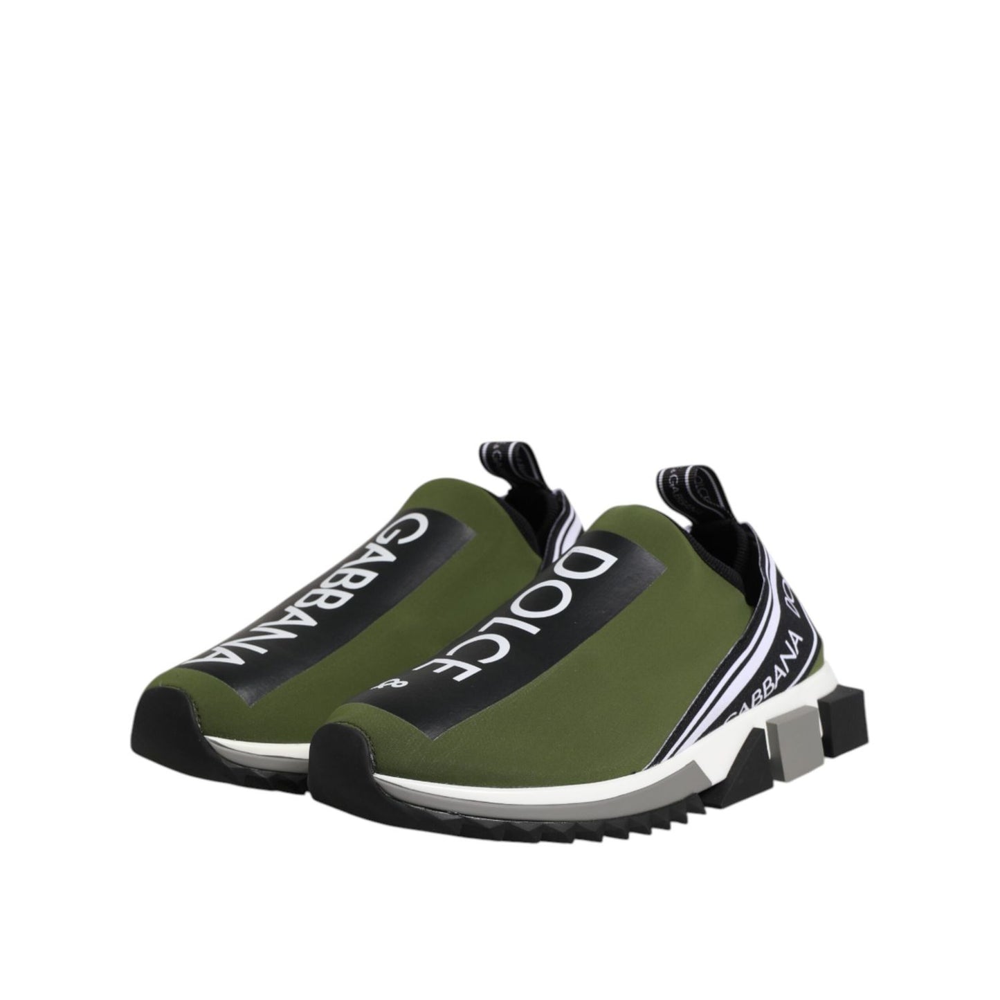 Dolce & Gabbana Green Black Slip On Sorrento Sneakers Shoes