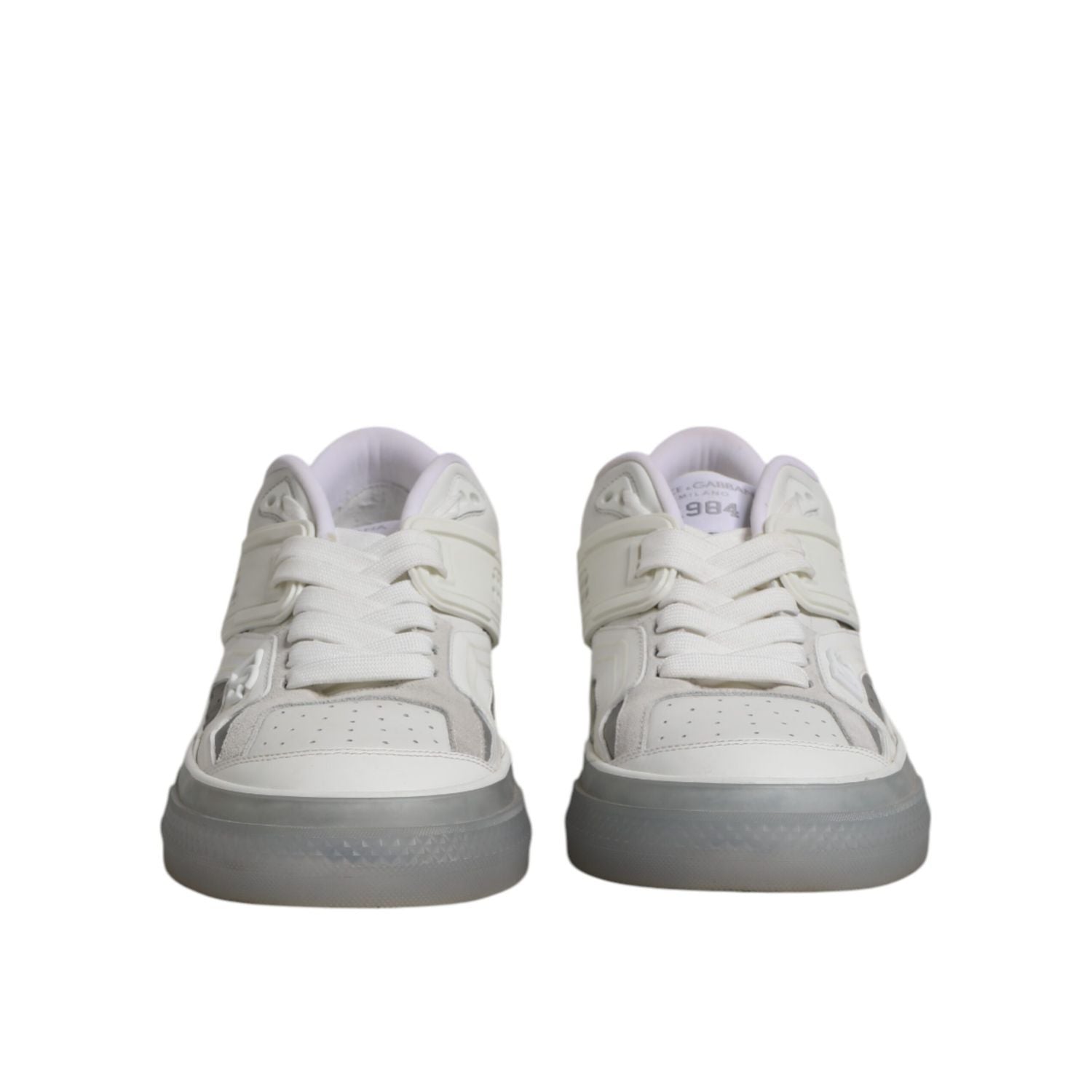 Dolce & Gabbana White Low Top DG Embossed Men Sneakers Shoes