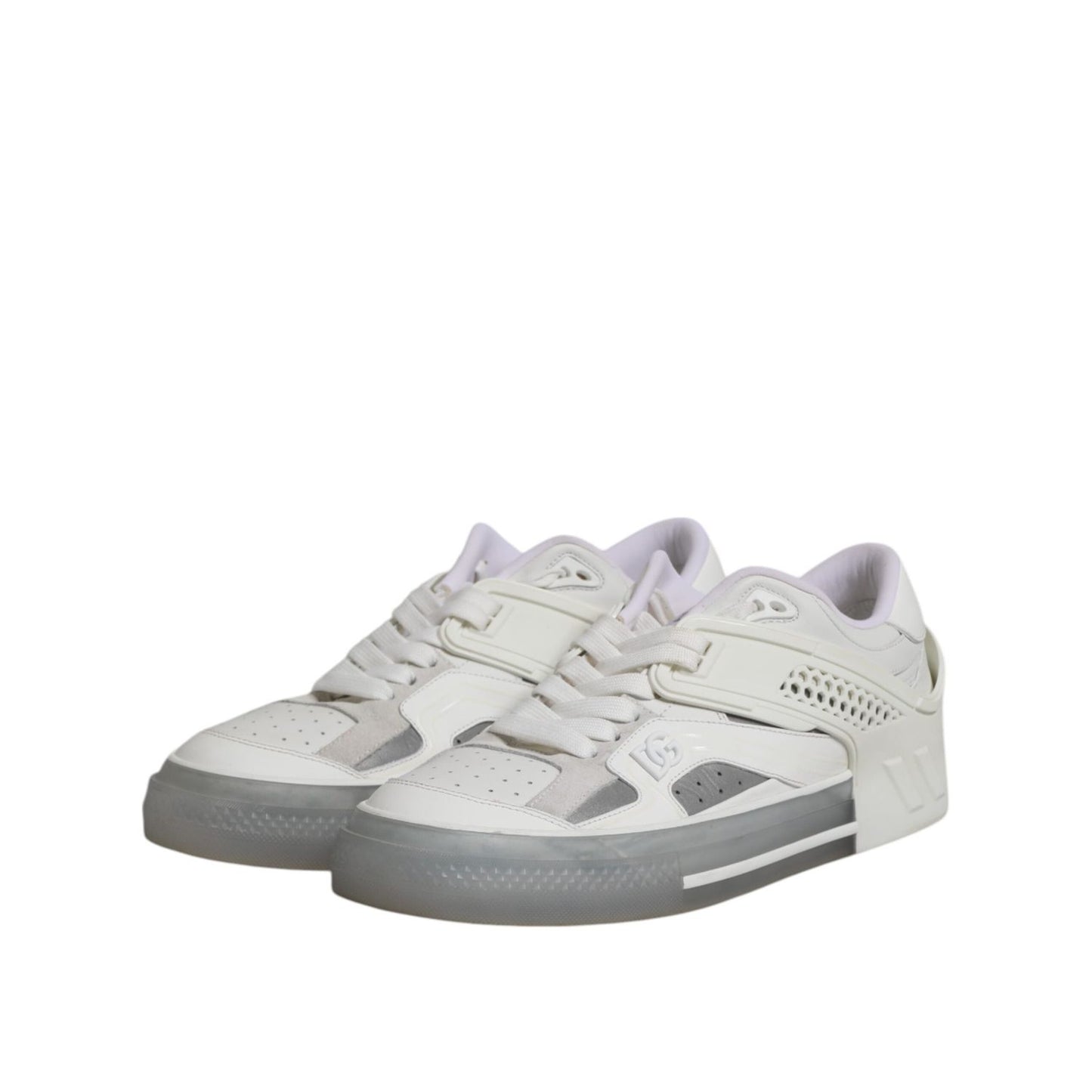 Dolce & Gabbana White Low Top DG Embossed Men Sneakers Shoes MV7366-44