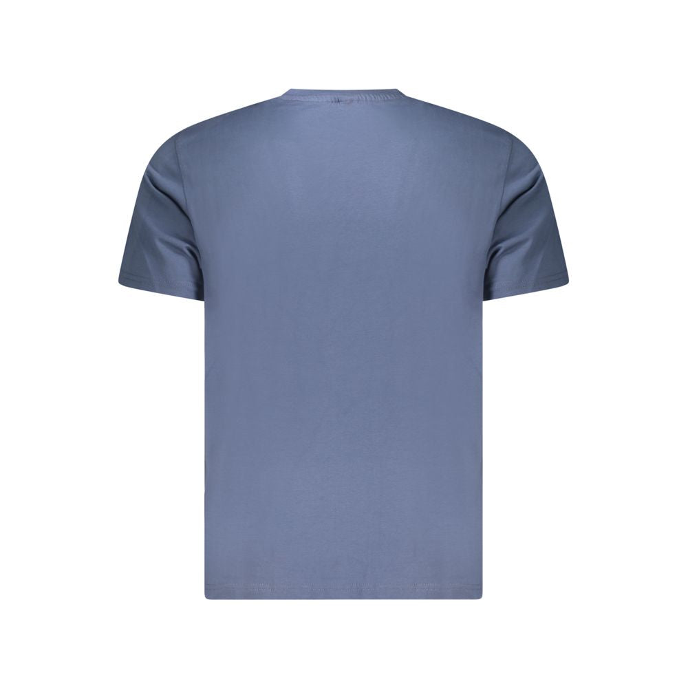 Back view of North Sails Blue Cotton Men T-Shirt in breathable fabric, showcasing casual chic style.