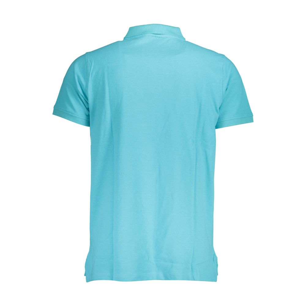 Norway 1963 Blue Cotton Men Polo Shirt back view, showcasing soft fabric and classic design.