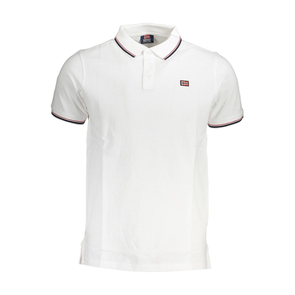 Norway 1963 White Cotton Men Polo Shirt with short sleeves and distinctive logo, perfect for casual and upscale events.