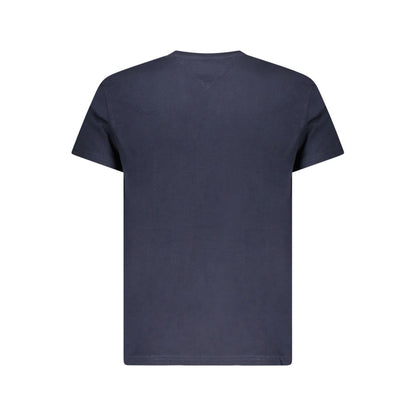 Back view of Tommy Hilfiger Blue Cotton Men T-Shirt with a classic crew neck and short sleeves.