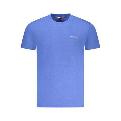 Tommy Hilfiger Blue Cotton Men T-Shirt with short sleeves and crew neck, features iconic logo and classic American style.