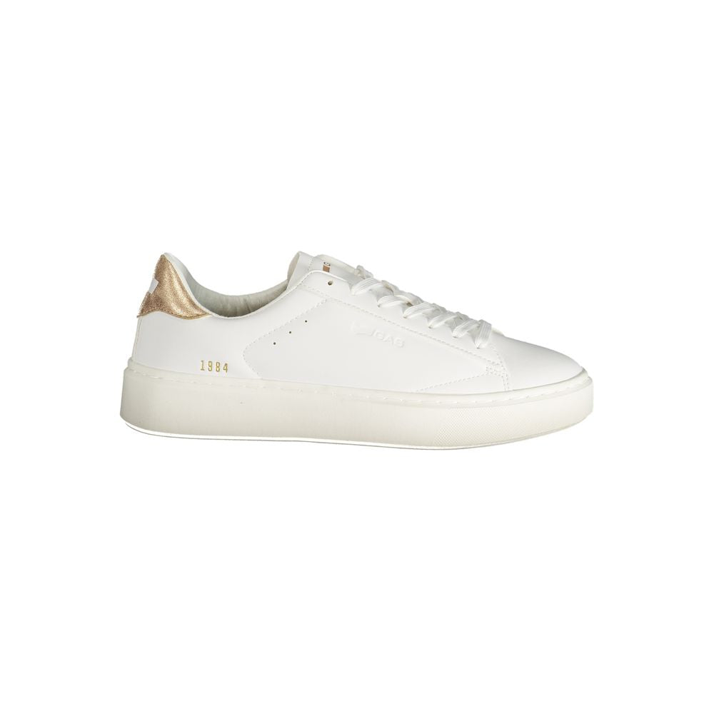 Gas White Polyester Women Sneaker with bronze accents and sleek design, featuring the Gas logo, ideal for fashion-forward women.