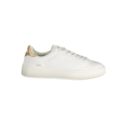 Gas White Polyester Women Sneaker with bronze accents and sleek design, featuring the Gas logo, ideal for fashion-forward women.