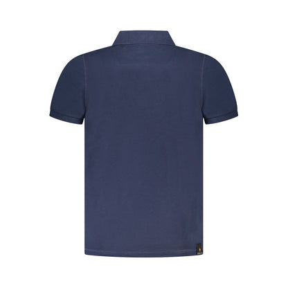 Back view of Accademia Militare Blue Cotton Polo Shirt with short sleeves and logo