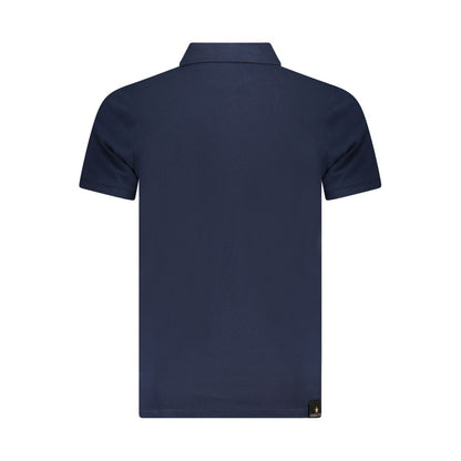 Back view of Accademia Militare Blue Cotton Polo Shirt with short sleeves and eagle ball logo.