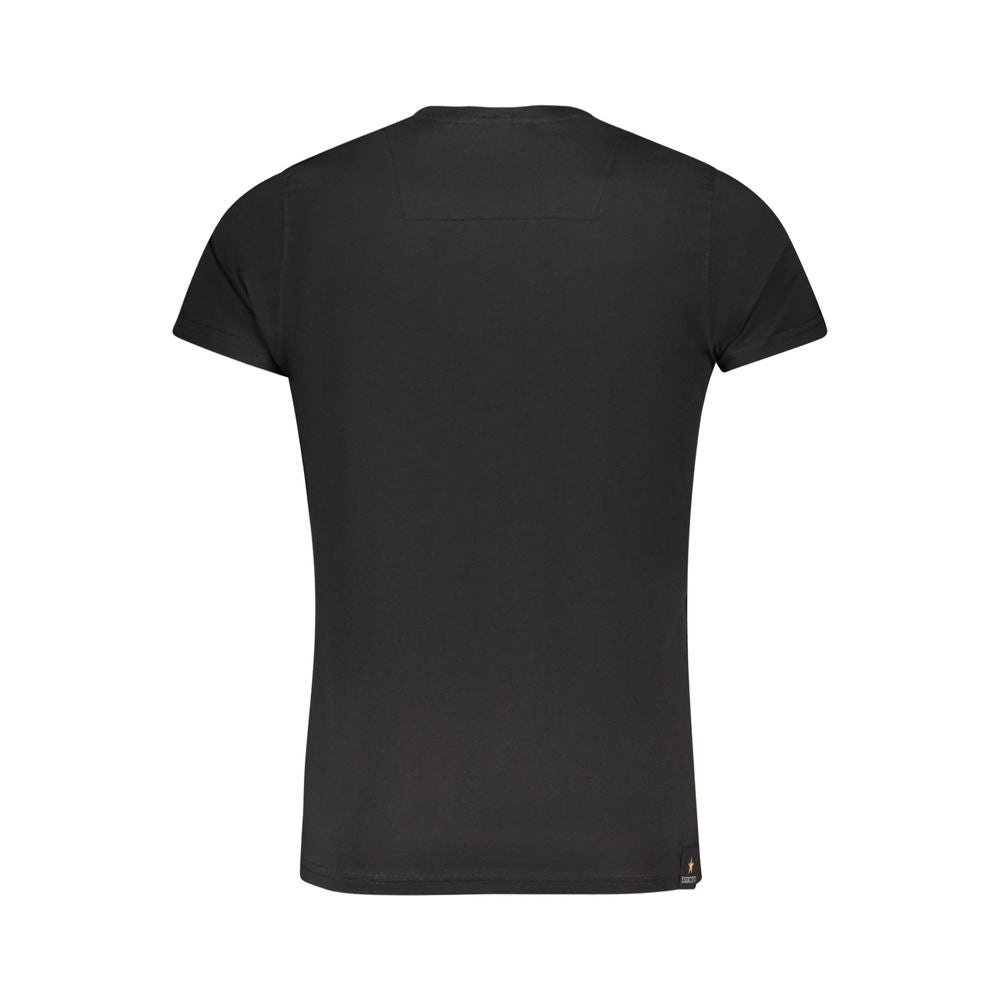 Back view of Accademia Militare Black Cotton T-Shirt with short sleeves and crew neck design