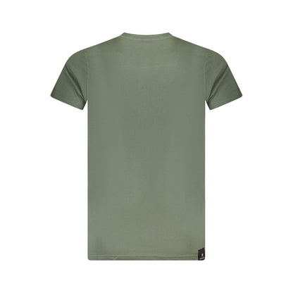 Back view of Accademia Militare Green Cotton T-Shirt with short sleeves, crew neck, and logo print.