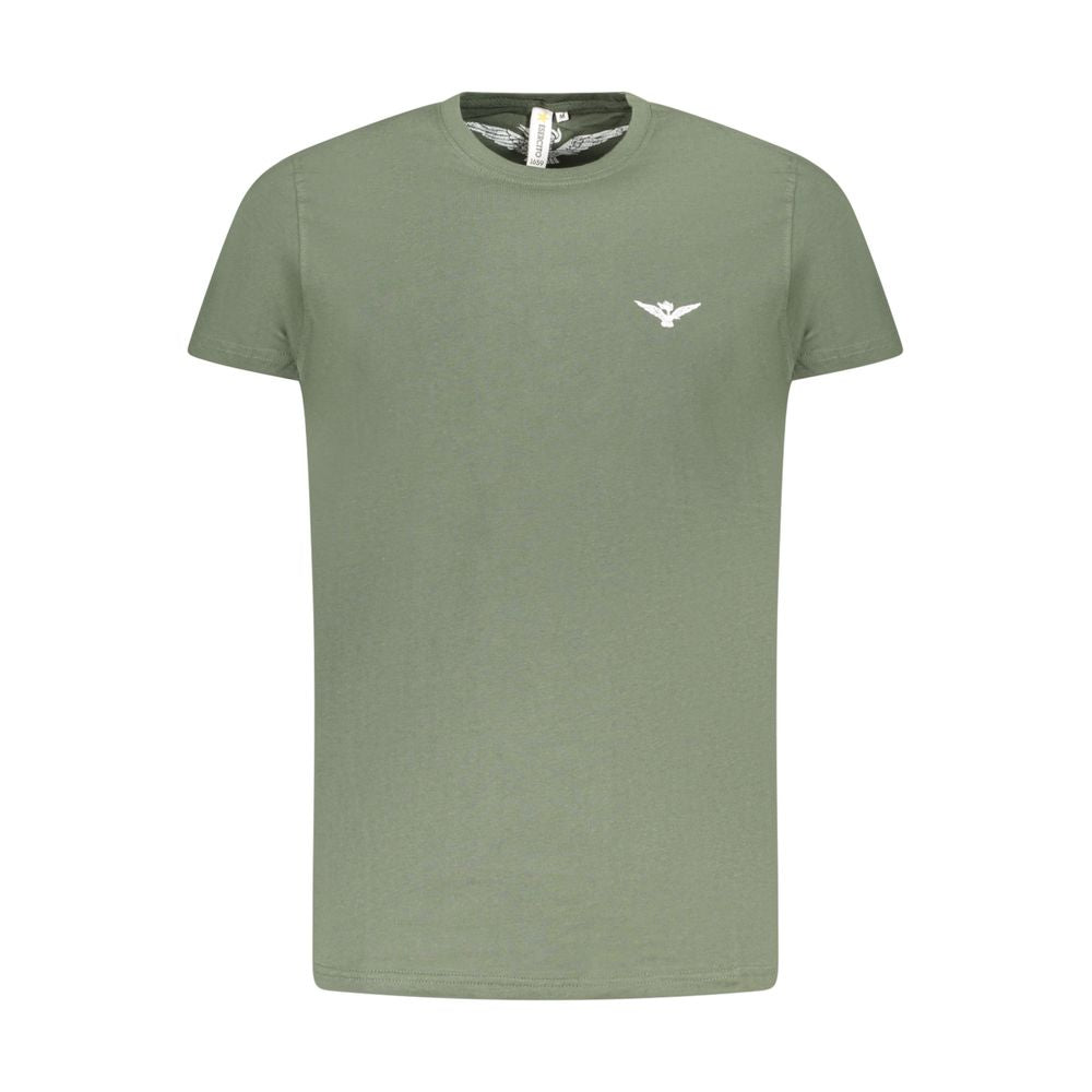 Accademia Militare Green Cotton T-Shirt with eagle logo, short sleeves, and crew neck