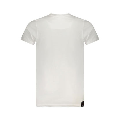Back view of Accademia Militare White Cotton T-Shirt with short sleeves, crew neck, and academy logo print.