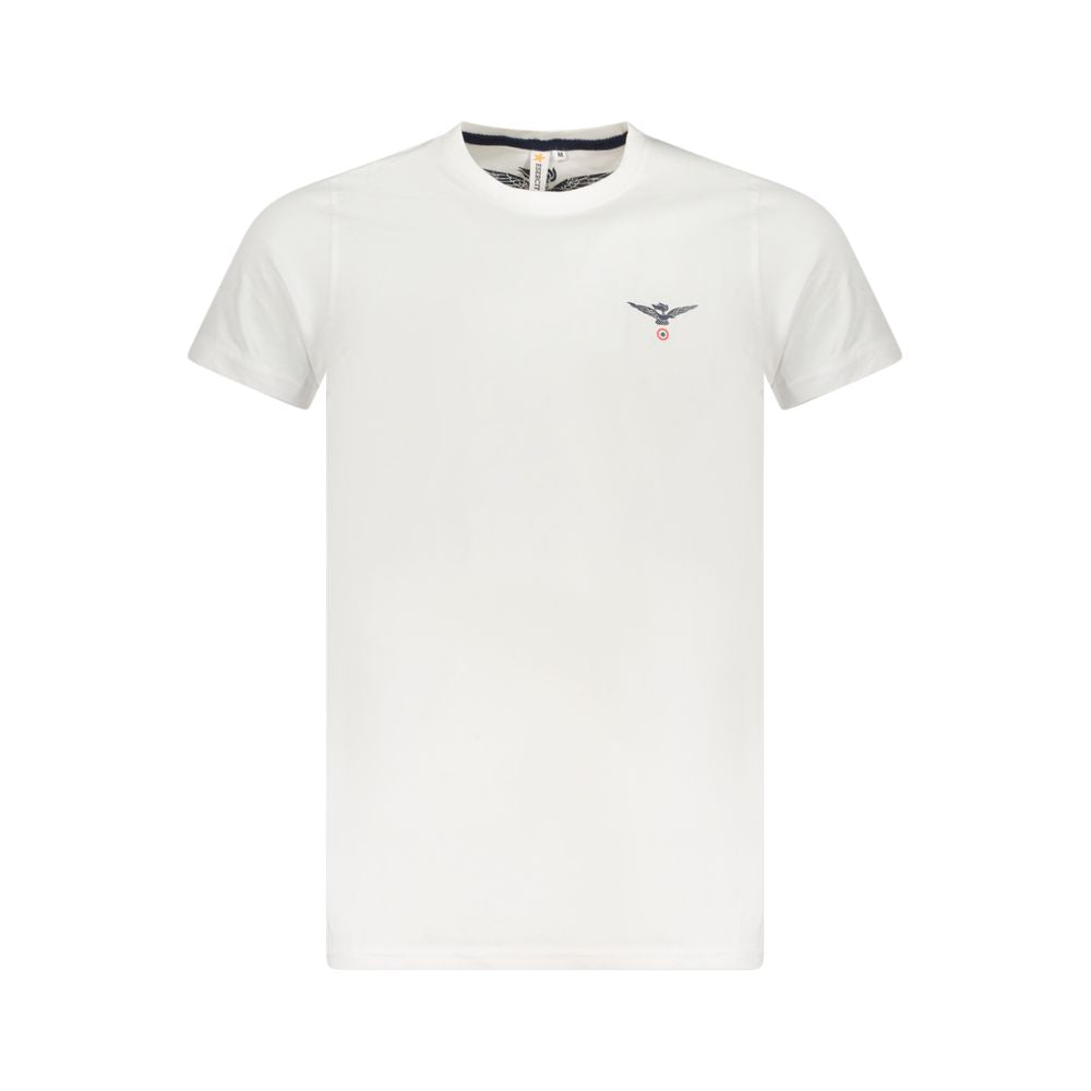 Accademia Militare White Cotton T-Shirt with eagle ball logo, crew neck, short sleeves, and print detail.