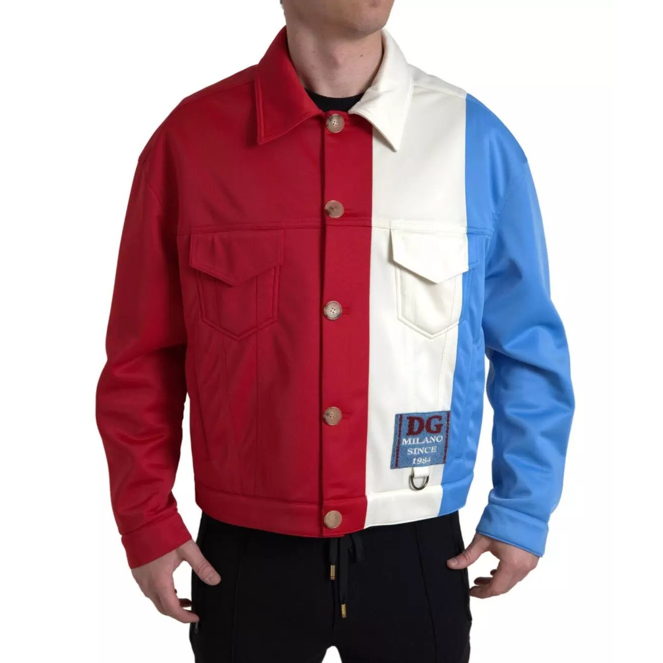 Dolce & Gabbana Multicolor Polyester Collar Short Jacket