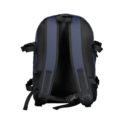 Back view of Tommy Hilfiger Blue Polyethylene Backpack with adjustable straps and contrasting details
