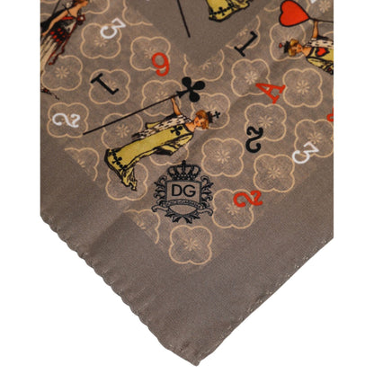 Dolce & Gabbana Brown Silk Printed Square Men Foulard Scarf