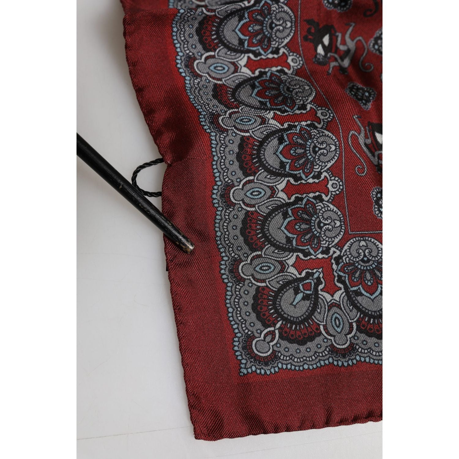 Dolce & Gabbana Maroon Monkey Print Silk Square Foulard Scarf