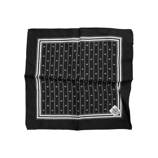 Dolce & Gabbana Black White Printed Silk Square Foulard Scarf