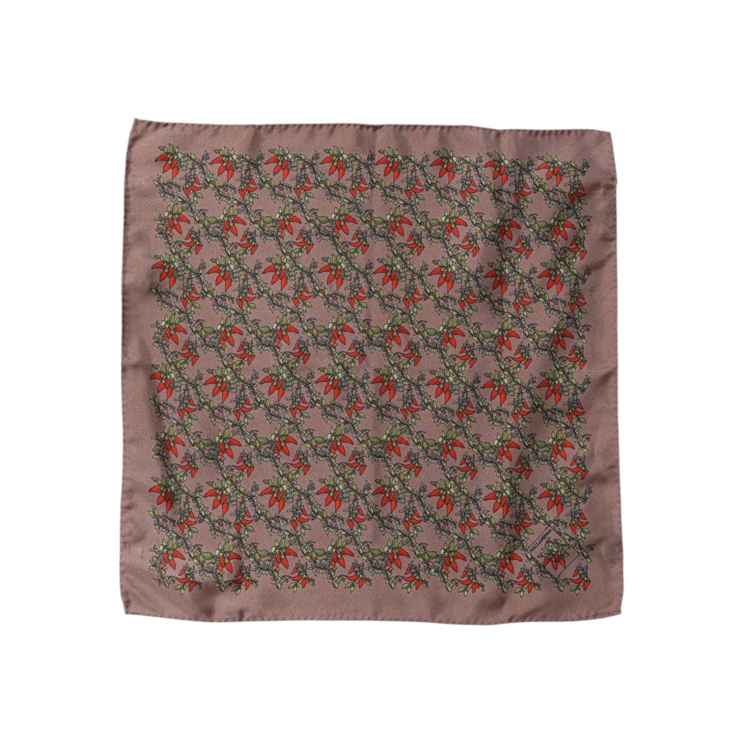 Dolce & Gabbana Brown Chili Print Silk Square Foulard Scarf