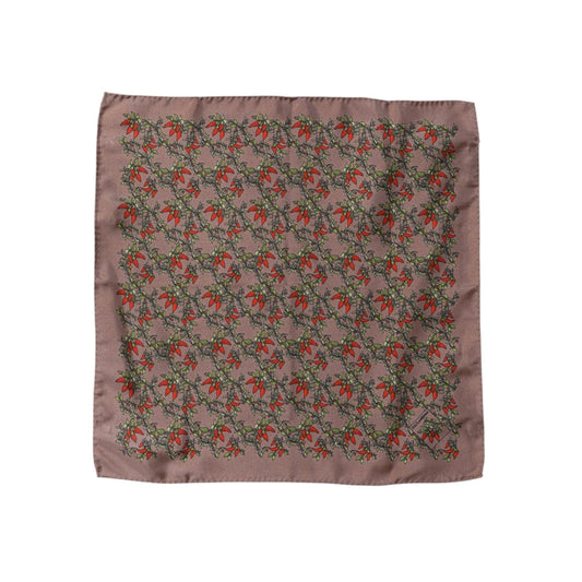 Dolce & Gabbana Brown Chilis Silk Square Men Foulard Scarf MS7338