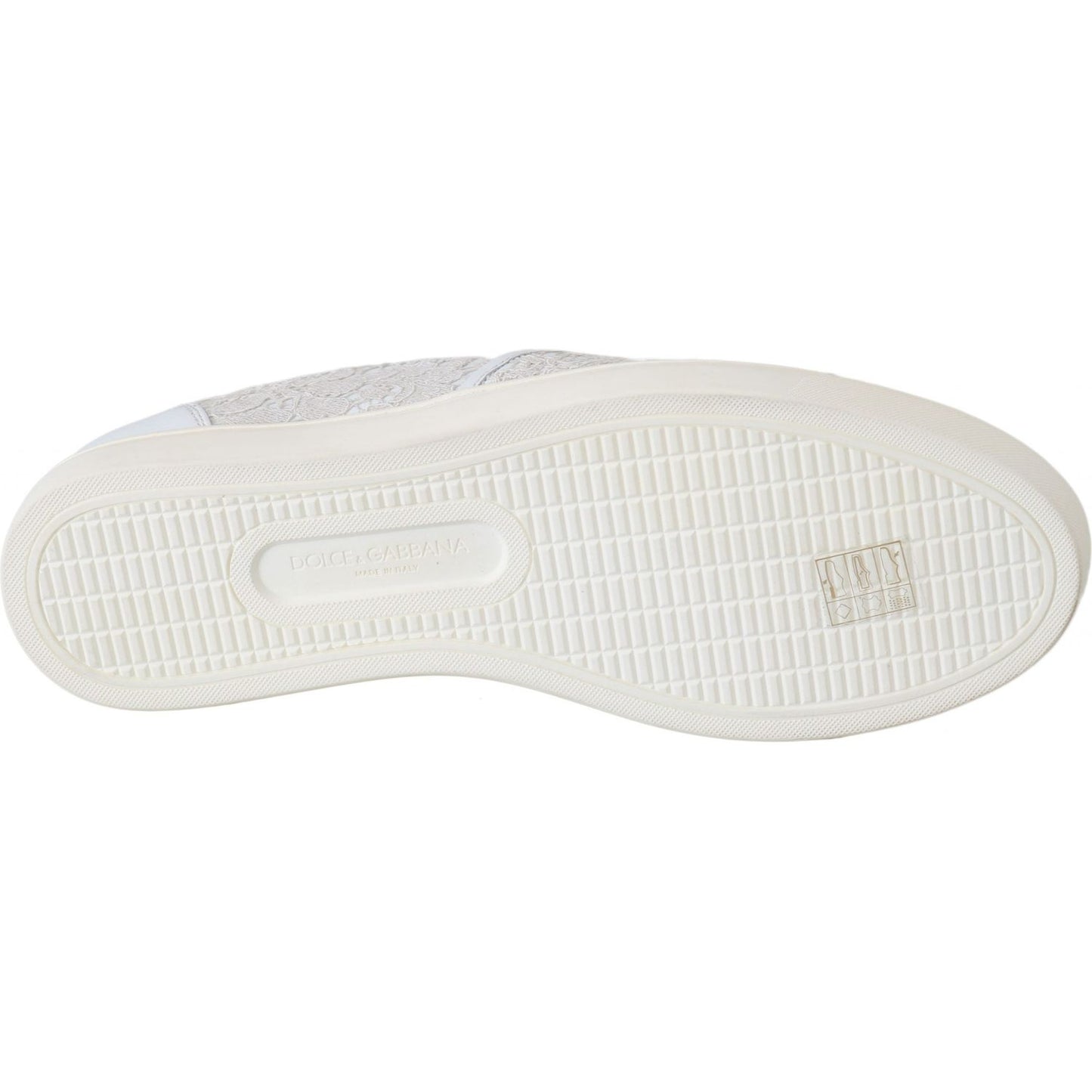 Dolce & Gabbana White Leather Lace Slip On Loafers Shoes WOMAN SNEAKERS