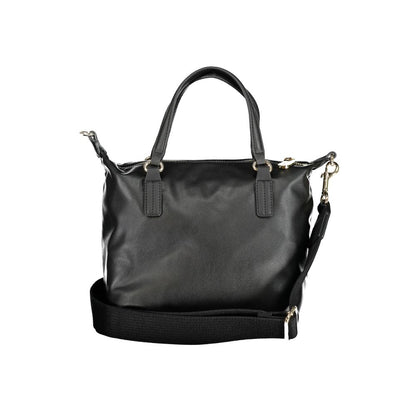 Tommy Hilfiger Black Polyester Handbag with two handles and adjustable shoulder strap