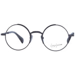 Yohji Yamamoto Gray Unisex Glasses Frame with full-rim metal design, demo plastic lenses, and branded soft case, style panto.
