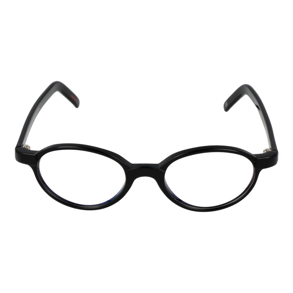 Andy Wolf Black Unisex Glasses Frame with acetate full-rim and round style, size 48-18-145.