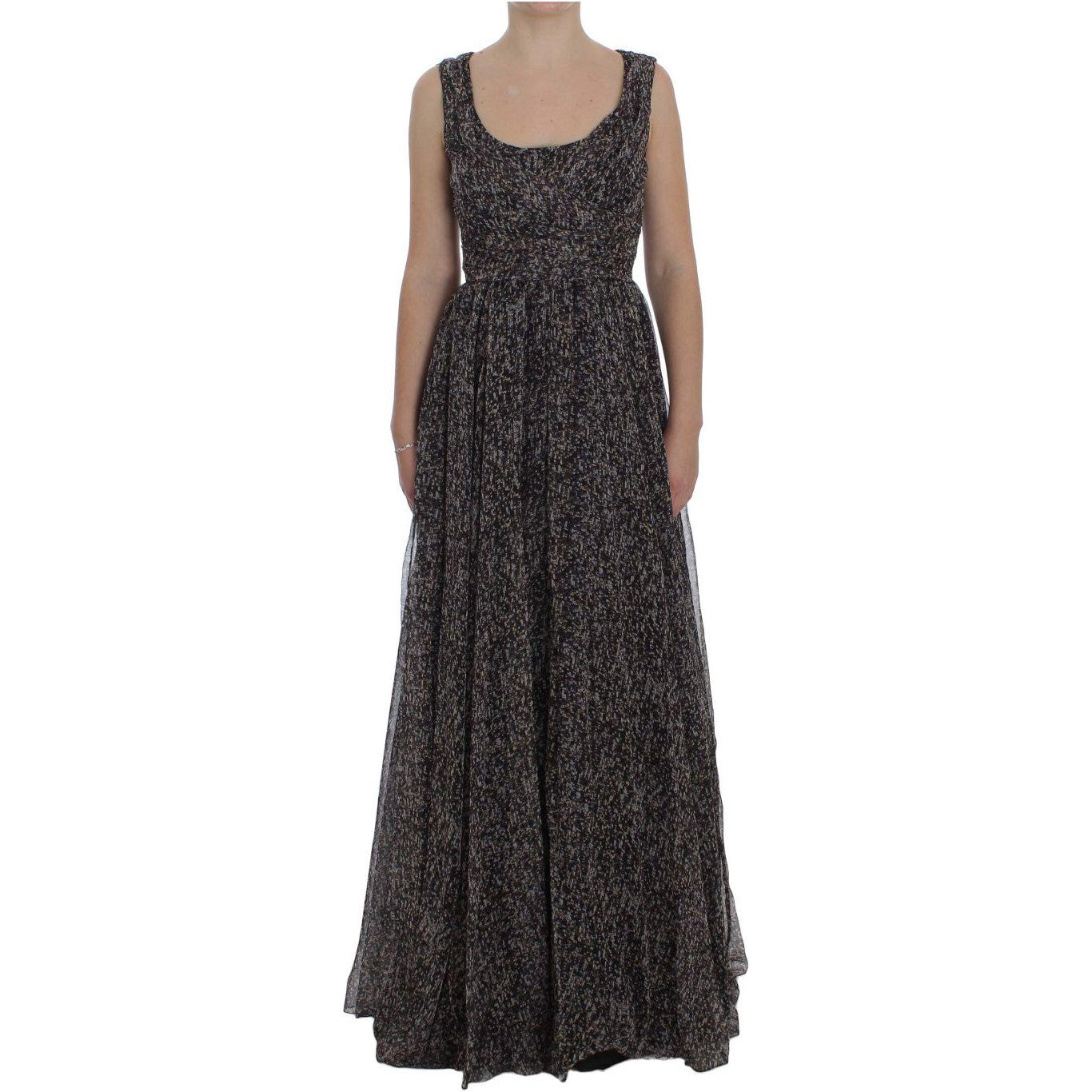 Dolce & Gabbana Dark Silk Shift Gown Full Length Dress