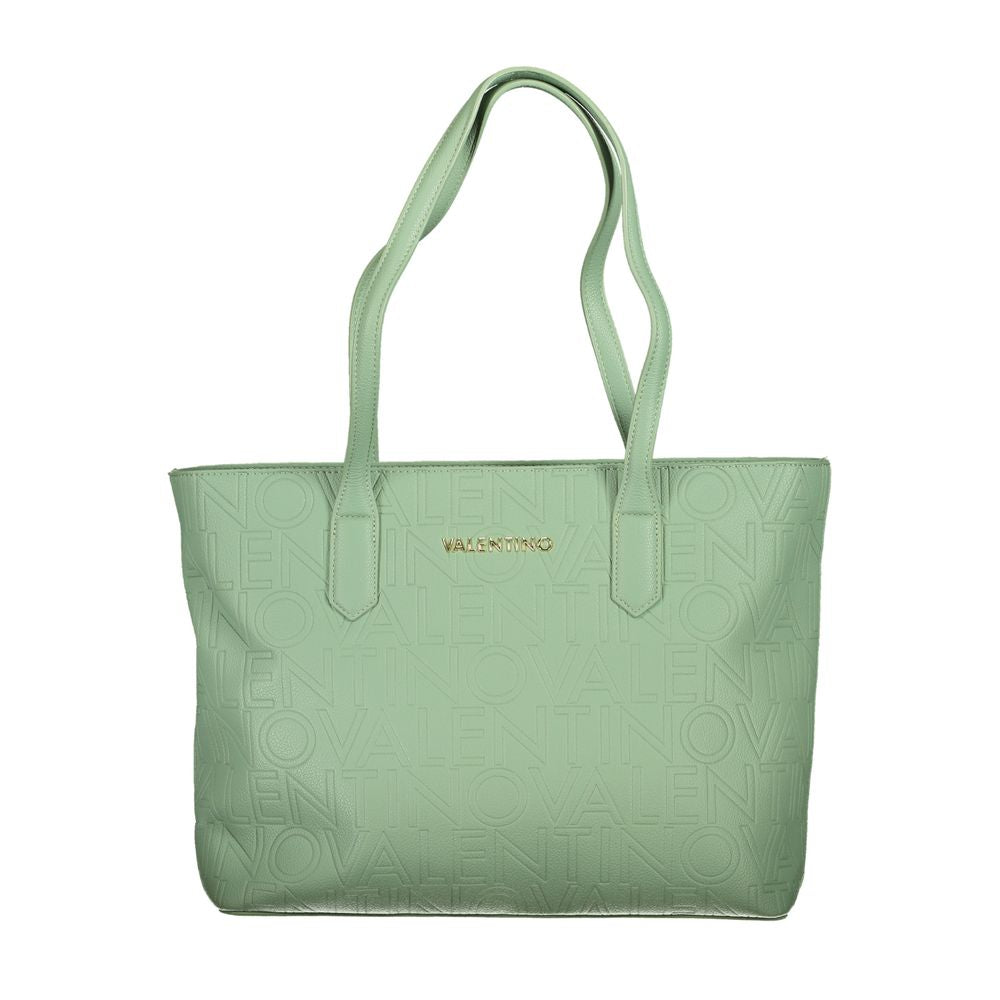 Mario Valentino Green Polyethylene Handbag with two handles, internal pockets, contrasting details, zip closure, and logo.