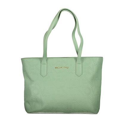 Mario Valentino Green Polyethylene Handbag with two handles, internal pockets, contrasting details, zip closure, and logo.