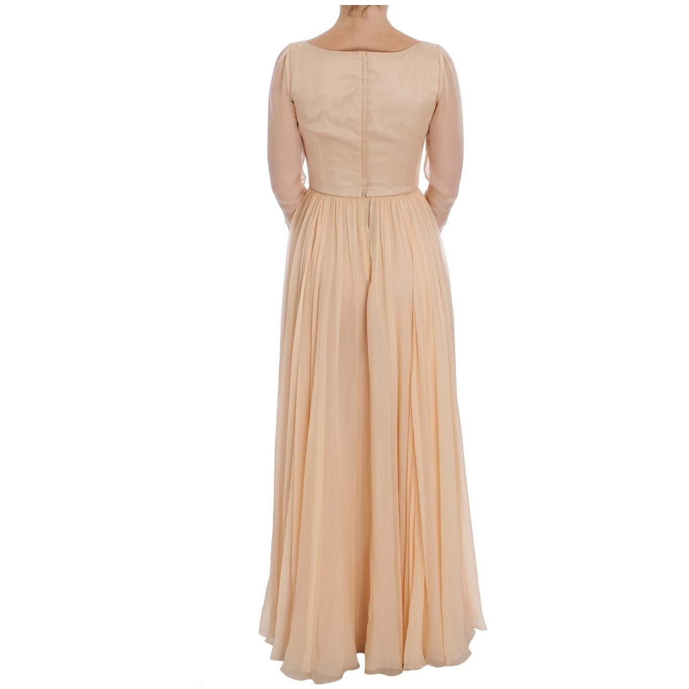Dolce & Gabbana Beige Silk Ball Gown Full Length Dress Dresses