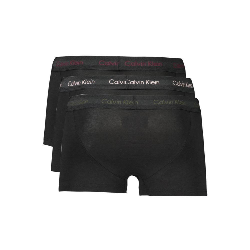 Calvin Klein Black Cotton Underwear Boxer Tri-Pack with Elastic Waistbands, Contrast Details, and Logo.