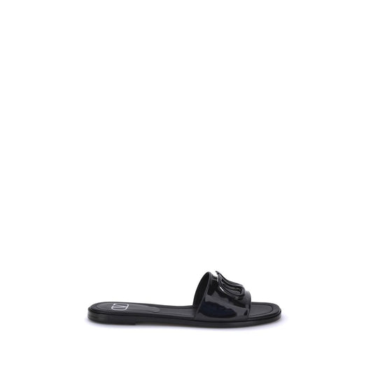 Valentino Garavani Black Calf Leather Bos Taurus Sandals