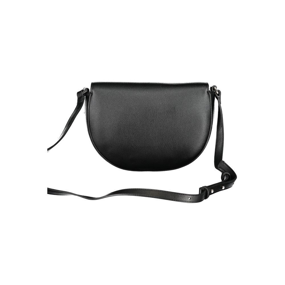 Calvin Klein Black Polyethylene Handbag with adjustable shoulder strap, magnetic closure, and internal card pocket, luxury fashion accessory.