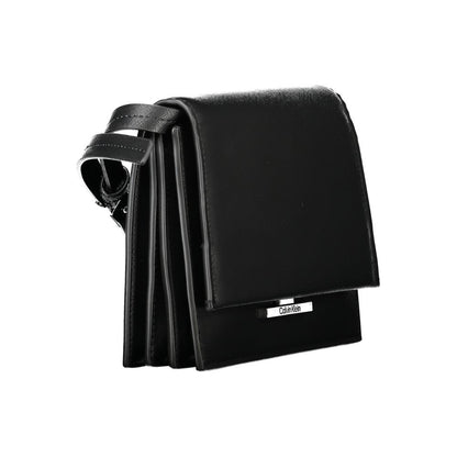 Calvin Klein Black Polyethylene Handbag with adjustable strap, 3 compartments, and snap closure