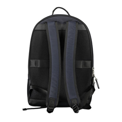 Back view of Tommy Hilfiger Blue Polyester Backpack with adjustable straps and zip closure