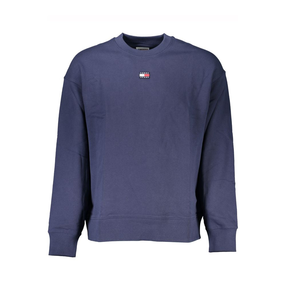 Tommy Hilfiger Blue Cotton Men Sweater with logo, long sleeve, crew neck, premium casual wear