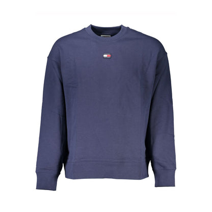 Tommy Hilfiger Blue Cotton Men Sweater with logo, long sleeve, crew neck, premium casual wear