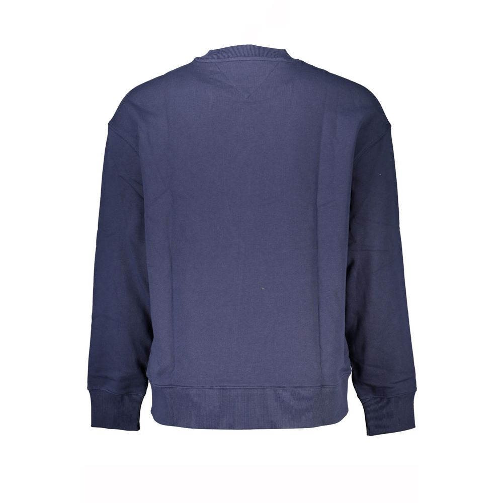 Tommy Hilfiger Blue Cotton Men Sweater, back view showcasing the long sleeve and crew neck design in premium cotton fabric.