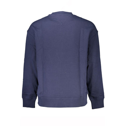 Tommy Hilfiger Blue Cotton Men Sweater, back view showcasing the long sleeve and crew neck design in premium cotton fabric.