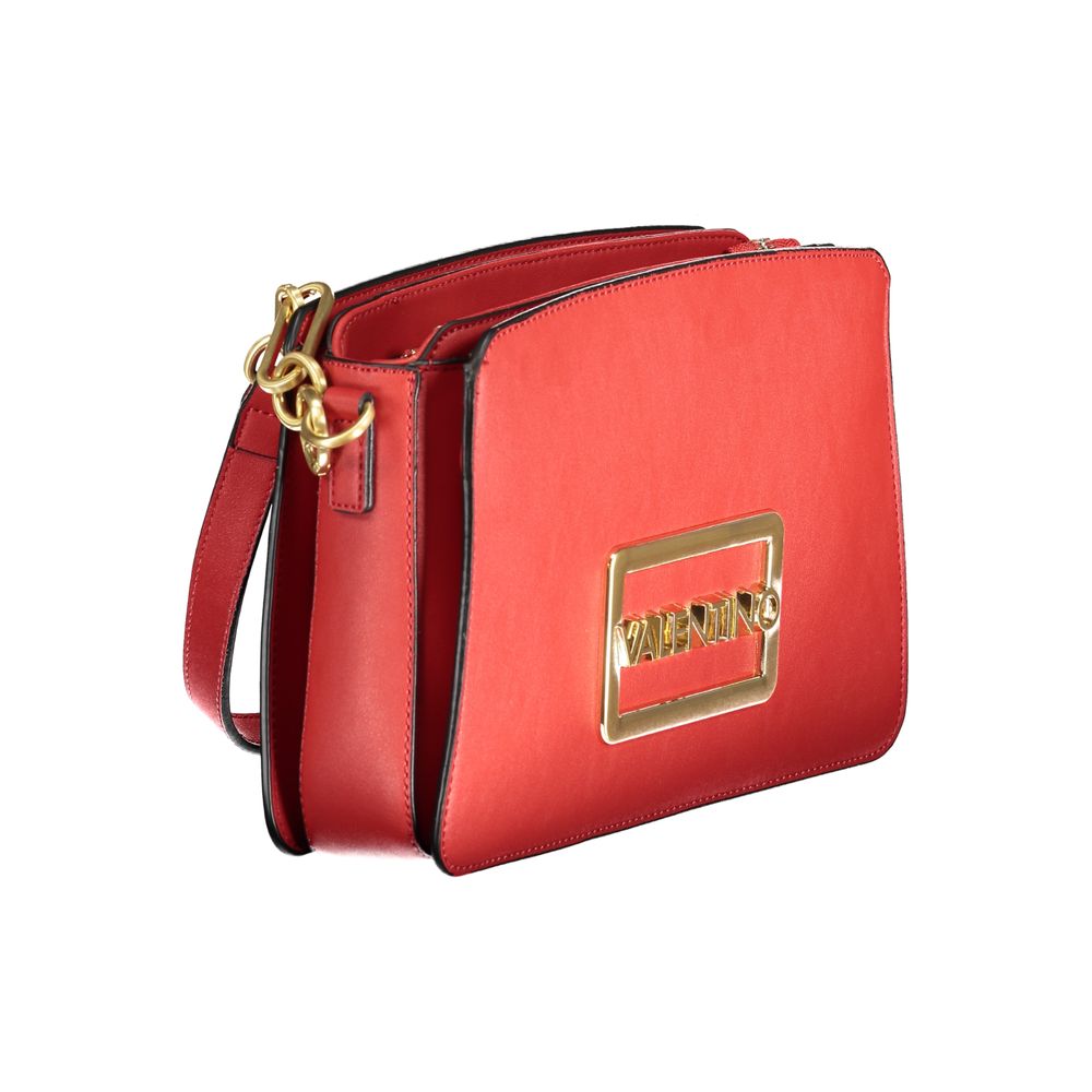 Mario Valentino Red Polyethylene Handbag with logo, removable shoulder handle, adjustable strap, internal pocket, and zip closure.