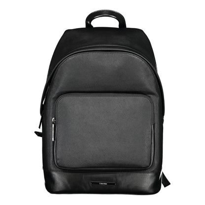 Calvin Klein Black Polyester Backpack with adjustable straps, external pocket, and laptop compartment. 50% recycled material.