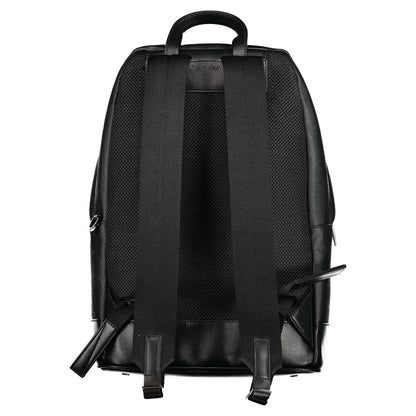 Back view of Calvin Klein Black Polyester Backpack with adjustable straps and handle