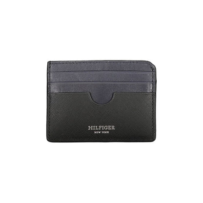 Tommy Hilfiger Black Leather Wallet with card holder, contrast details, and logo detailing.