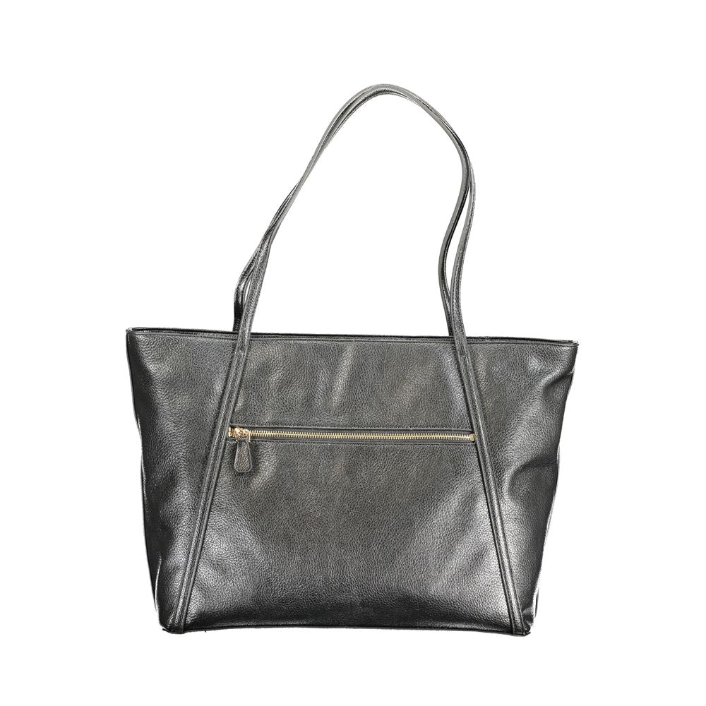 Guess Jeans Black Polyethylene Handbag with shoulder handles and zip closure, featuring an external pocket and contrasting details.
