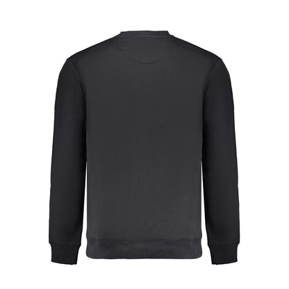 Back view of Lee Black Cotton Men Sweater showcasing simplicity and comfort in streetwear style.